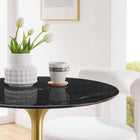 Modway - Lippa Rond de 28 po Faux marbre Table à manger, Or Noir-Sièges 2