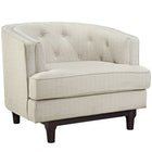Modway - Coast Tissu rembourré Fauteuil - Beige-Pattes tachées de noyer en caoutchouc