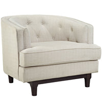 Modway - Coast Tissu rembourré Fauteuil - Beige-Pattes tachées de noyer en caoutchouc