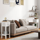 HOMCOM - Table de chevet - blanc - lot de 2-Les poignées électroplaquées et le design en forme de fleur renforcent l’attrait et l’élégance 