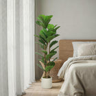 HOMCOM - Arbre artificiel de figuier lyre 4 pi pour décoration intérieure - vert-Matériau : PEVA, Bois, Ciment, PP 