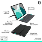 Logitech - Étui-clavier Flip Folio pour iPad 11/13 Pro (M4/M5) Air 13/11 (M2/M3/M4) - Graphite-Élargissez votre vue : Éliminez le besoin d'un clavier à l'écran et profitez de plus d'espace d'écran. Basculez rapidement entre la saisie et le toucher pour une navigation facile.	