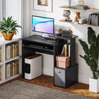 HOMCOM - Bureau d'ordinateur avec plateau à clavier coulissant - 39,25 po L x 15,75 po l x 34 po H - noir-Comprend un compartiment latéral ouvert et un tiroir inférieur, offrant beaucoup d’espace de rangement pour vos dossiers, fournitures et autres documents