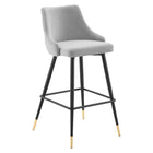 Modway - Adorn Performance Velvet Tabouret de bar - Gris clair - Ensemble de 2-Jambes noires effilées