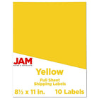 Jam Paper Étiquettes autocollantes pleine page Astrobright, 8 1/2 x 11 po, jaune soleil, 10/paquet-Taille : 8,5 x 11 po