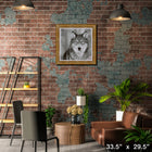 Wolf framed Black & White portrait - Impression encadree - 33" x 29"-Reproduction de qualité muséale aux couleurs éclatantes