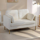HOMCOM - Canapé 55 po deux places avec coussins - blanc crème-Silhouette élégante et pieds dorés qui rehaussent la décoration moderne du salon 