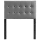 Modway - Emily Biscuit Touffé Performance Velvet Tête de lit jumelée, Gris-Hauteur ajustable de 45 » à 52,5 »