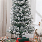HOMCOM - Arbre de Noël artificiel fin floqué de neige artificielle 5pi-La base est amovible et pliable pour un rangement facile 