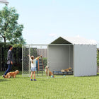 PawHut - Chenil pour chien d’extérieur avec toit - 13,1 pi x 7,5 pi x 7,5 pi-Deux zones pour le repos et le jeu afin de favoriser le bien-être des animaux 