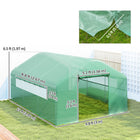 Outsunny - Serre tunnel 13 pi x 10 pi x 6,5 pi avec grandes fenêtres et porte à glissière, blanc- Bâche en PE 140 g/m² laissant passer 85 % de la lumière du soleil  
