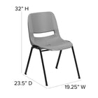 Flash Furniture – Chaise coquille empilable et ergonomique Hercules, capacité de 880 lb, gris-Rails de double soutien