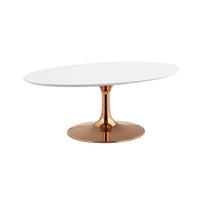 Modway - Lippa 42 po de forme ovale Bois Table basse - Rose White-Sommet ovale