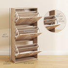 HOMCOM - Armoire à chaussures mince avec 3 tiroirs rabattables pour 12 paires - bois naturel-Surface avec revêtement en mélamine facile à nettoyer 
