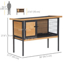PawHut - Clapier surélevé pour lapin avec bac et toit ouvrant-Structure en bois de sapin massif avec un toit en asphalte incliné, adaptée à une utilisation en extérieur 