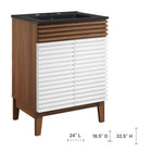 Modway - Render 24" Vanette de salle de bain - Noyer blanc Noir-Étagère de rangement réglable