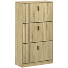 HOMCOM - Armoire à chaussures avec 3 tiroirs basculants pour 18 paires - chêne-Design compact, adapté aux petites entrées ou à tout espace étroit 