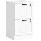 HOMCOM - Classeur 2 tiroirs pour documents format lettre/A4 avec serrure - blanc-Deux tiroirs à dossiers réduisent l'encombrement du bureau 
