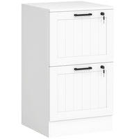 HOMCOM - Classeur 2 tiroirs pour documents format lettre/A4 avec serrure - blanc-Deux tiroirs à dossiers réduisent l'encombrement du bureau 
