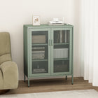 Manhattan Comfort - Amelia 31,5 po Buffet Moderne d’Appoint - Vert-2 portes standard en treillis métallique avec longues poignées métalliques arrondies