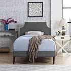 Modway - Corene Tissu Lit plateforme jumelle avec pieds carrés effilés, Gris-Dix lattes de support en bois 