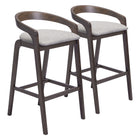 Zuo - Troy Tabouret de bar - Gris tourterelle/Espresso - Ensemble de 2-Support pour les bras