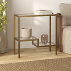 Hudson&Canal - Table d'appoint rectangulaire Lovett , 61 cm de largeur, laiton-Caractéristiques assemblage facile