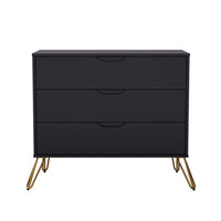 Manhattan Comfort - Avira 35" commode 3 tiroirs style mid-century modern - noir-Commode à trois tiroirs aux lignes épurées avec une finition en stratifié doux pour un aspect moderne et chaleureux