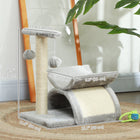 PawHut - Arbre à chat 17 po petit, tour pour chat avec poteau supérieur rotatif - gris clair-Amusez-vous au maximum grâce à la planche à griffer, au poteau rotatif supérieur et aux deux boules pompons suspendues 