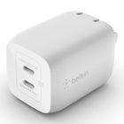 Belkin - Chargeur mural BoostCharge Pro 65 W à deux ports USB-C GaN-CHARGEMENT SIMULTANÉ : Comparé à d'autres chargeurs dotés d'un seul port de chargement, ce modèle dispose de 2 ports USB-C qui vous donnent accès à 65 W lors de l'utilisation d'un seul port USB-C ou 45 W + 20 W lors de l'utilisation des deux ports. Chargez votre MacBook, votre téléphone portable et bien plus encore simultanément