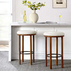 Modway - Fable Tissu Boucle Tabourets de bar - Ivoire de noyer - Ensemble de 2-Tissu boucle Tissu Rembourrage