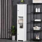 HOMCOM - Armoire de rangement de salle de bain haute avec étagère à deux niveaux et deux portes - blanc-Étagères d’armoire réglables pour un ajustement facile   