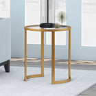 Hudson&Canal - Table d'appoint ron Mitera 20 po de largeur - Laiton-Une finition en laiton fabriquée à la main est appliquée sur le cadre en métal