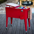 Permasteel - Glacière de patio 80 pintes - Rouge-4 roulettes, 2 verrouillables