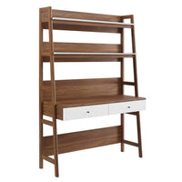 Modway - Bixby Bureau - Blanc noyer-Bureau et bibliothèque à étages