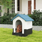 PawHut - Niche pour chien d’extérieur avec fenêtres pour miniature - bleu-Surface lisse, facile à nettoyer 