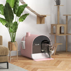 PawHut - Bac à litière pour chat avec couvercle, plateau amovible, pelle, filtre - rose-Bac amovible pour un nettoyage rapide et facile 