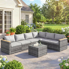 Outsunny - Canapé modulaire d'extérieur extra large et profond de 25,6 po de 7 pièces, gris clair-Disposez le mobilier modulaire de balcon en forme de L ou face à face