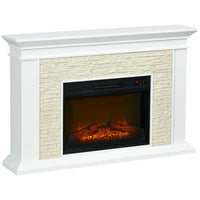 HOMCOM - Foyer électrique 31,5 po avec manteau, télécommande et minuterie 12 h, blanc-Plage de température réglable de 62℉ à 82℉ (17℃-27℃) pour réchauffer votre pièce  