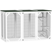 PawHut - Enclos extérieur pour chat Catio - 71 po x 31,5 po x 44 po - blanc-Convient pour une utilisation intérieure et extérieure 