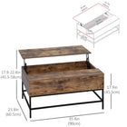 HOMCOM - Table basse relevable avec compartiment de rangement caché - brun rustique-Plateau spacieux pouvant exposer de nombreuses décorations