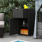 Outsunny - Armoire de rangement de patio avec tiroir panier, brun foncé-Convient pour la piscine, la terrasse, le jardin, la salle de bain, le spa, le patio et tout autre espace à l’intérieur ou à l’extérieur de votre maison