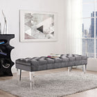 Modway - Valet Performance Velvet Banc - Gris-Revêtement en velours de performance