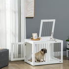 PawHut - meuble caisse pour chien 31,5 po avec double porte, pour chiens de taille moyenne - blanc-Deux portes verrouillables pour garder vos chiens en sécurité à l'intérieur 