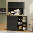 HOMCOM - Armoire de rangement 68 po avec station de charge - noir-Quatre porte-épices sur les portes pour un accès facile à vos saveurs préférées 
