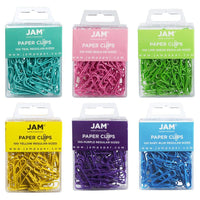 JAM Paper - Trombones standard colourés - trombones réguliers 1 po - assortiment printanier - 6 paquets de 100-Couleurs : Rose, Violet, Jaune, Sarcelle, Vert Lime, Bleu Bébé