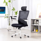 HOMCOM - Chaise de bureau ergonomique avec repose-tête réglable - noir-Les accoudoirs rabattables à 90° permettent de gagner de la place et se glissent facilement sous n’importe quel bureau 