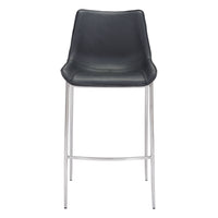 Zuo - Magnus Tabouret de bar - Noir/Argent - Ensemble de 2-Rembourrage moelleux et confortable
