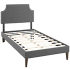 Modway - Corene Tissu Lit plateforme jumelle avec pieds carrés effilés, Gris-Rembourrage fin en polyester