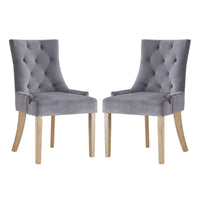 Modway - Pose Performance Velvet Chaise à manger Ensemble de 2 - Gris-Chaise d’accent moderne